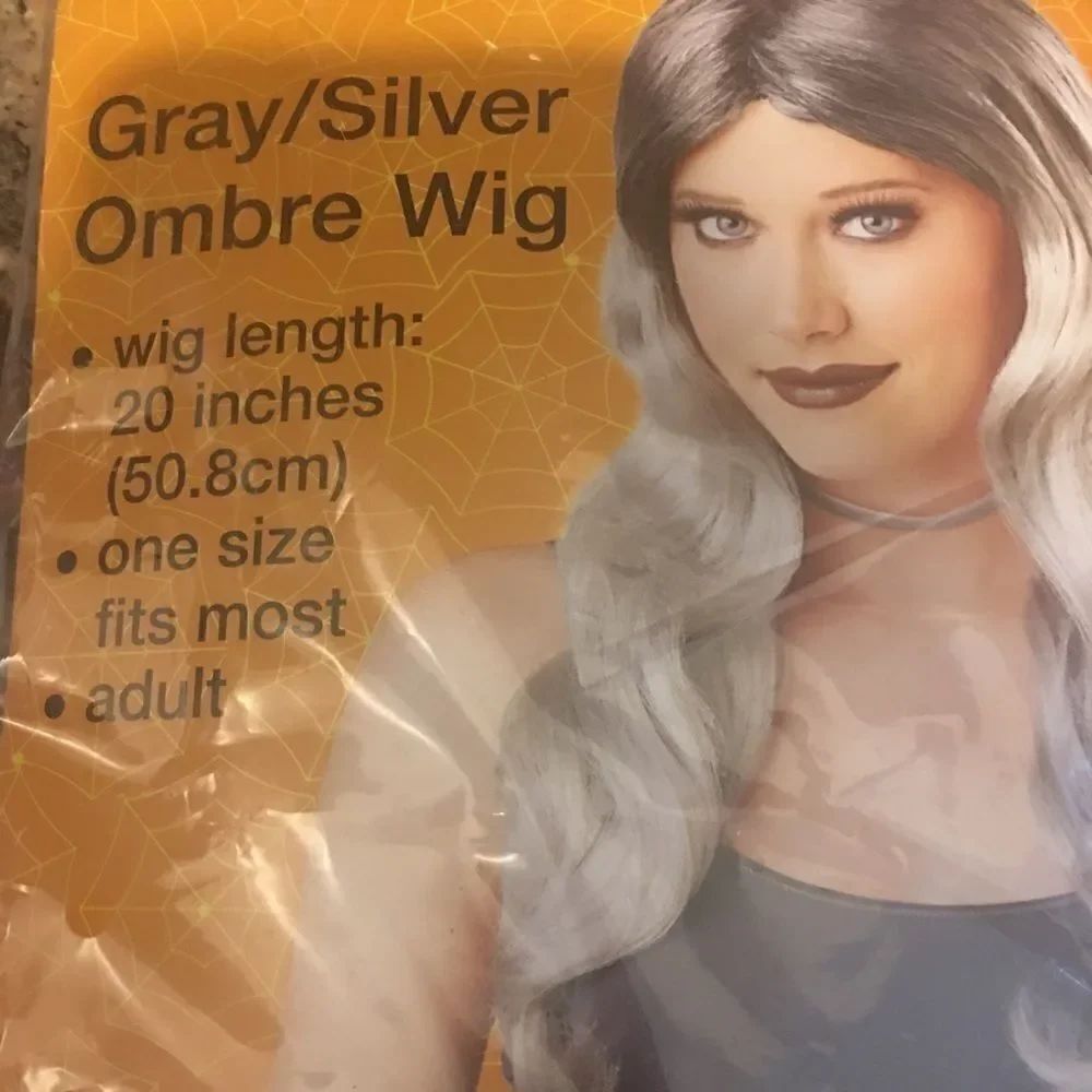 Halloween costume wig gray silver witch old lady